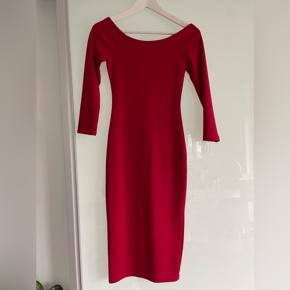Loved, Zara Tarafluc Women’s Red Knit Midi Length Dress Size Small S